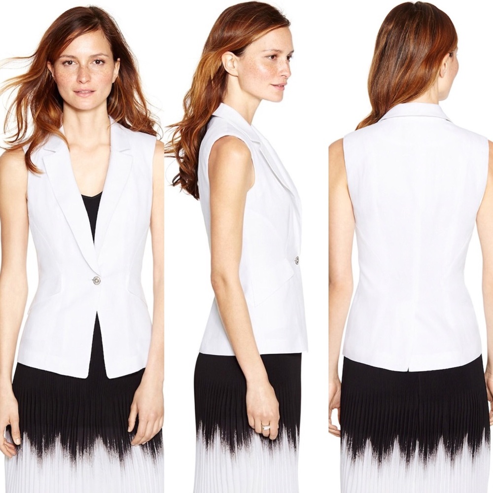 Women's WHBM White Sleeveless Vest Jacket